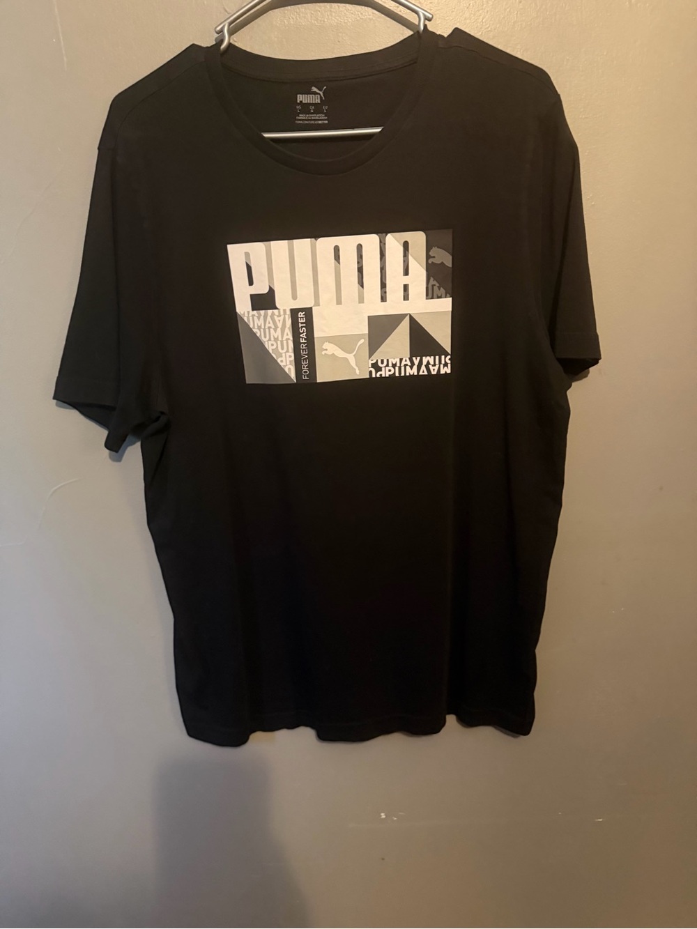 Puma Black Short Sleeve Graphic Logo Tee